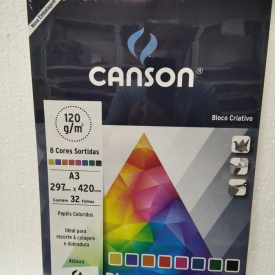 CANSON A3 CORES SORTIDAS 120/GM